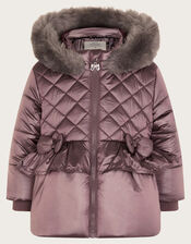 Baby Metallic Bow Padded Coat, Metalics (METALLICS), large