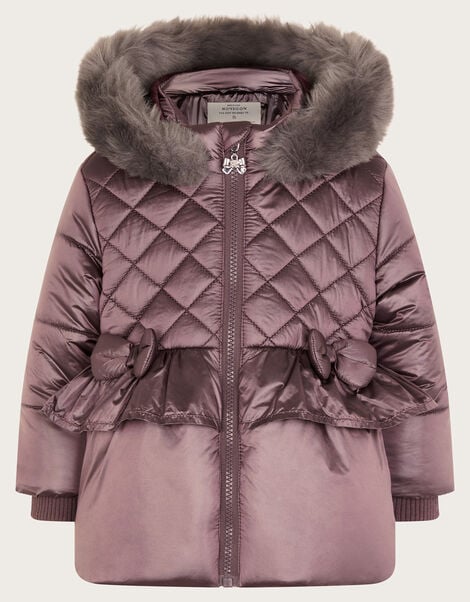 Baby Metallic Bow Padded Coat, Metalics (METALLICS), large