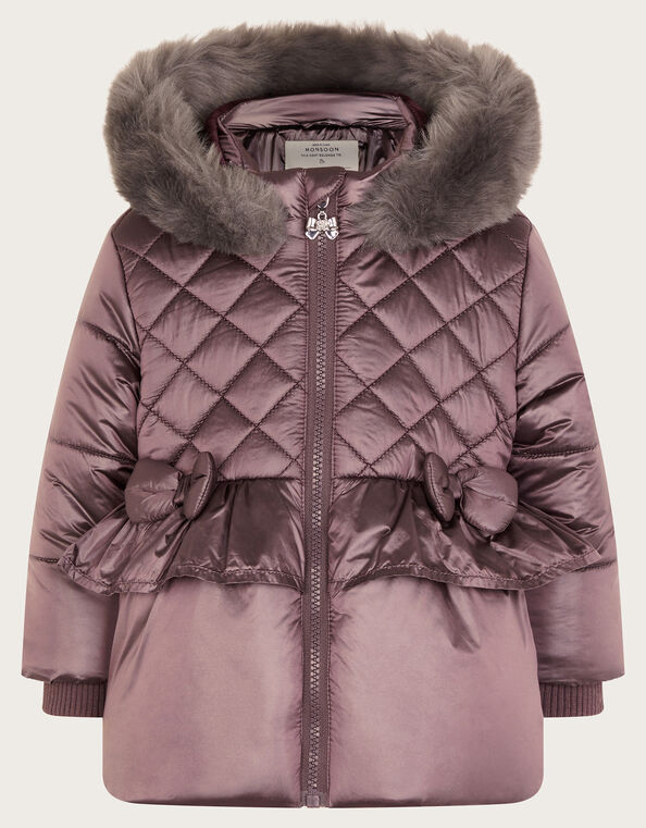Baby Metallic Bow Padded Coat, Metalics (METALLICS), large