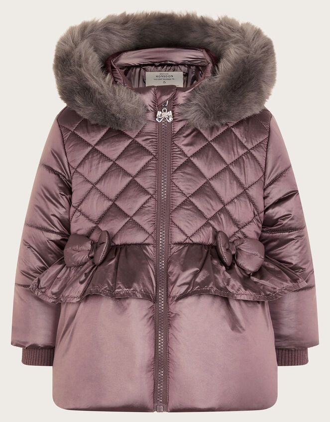 Baby Metallic Bow Padded Coat, Metalics (METALLICS), large