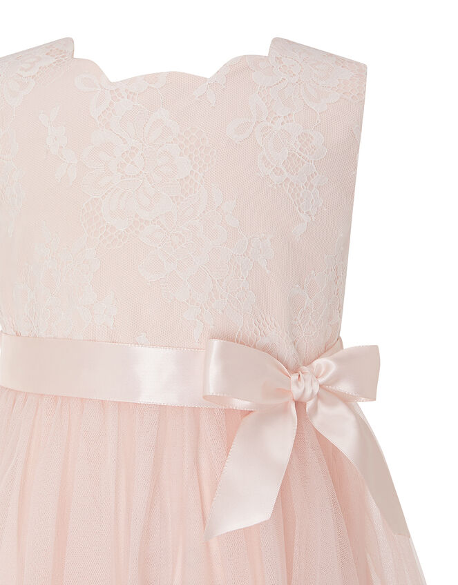 Macaroon Occasion Dress with 3D Flowers, Pink (PINK), large