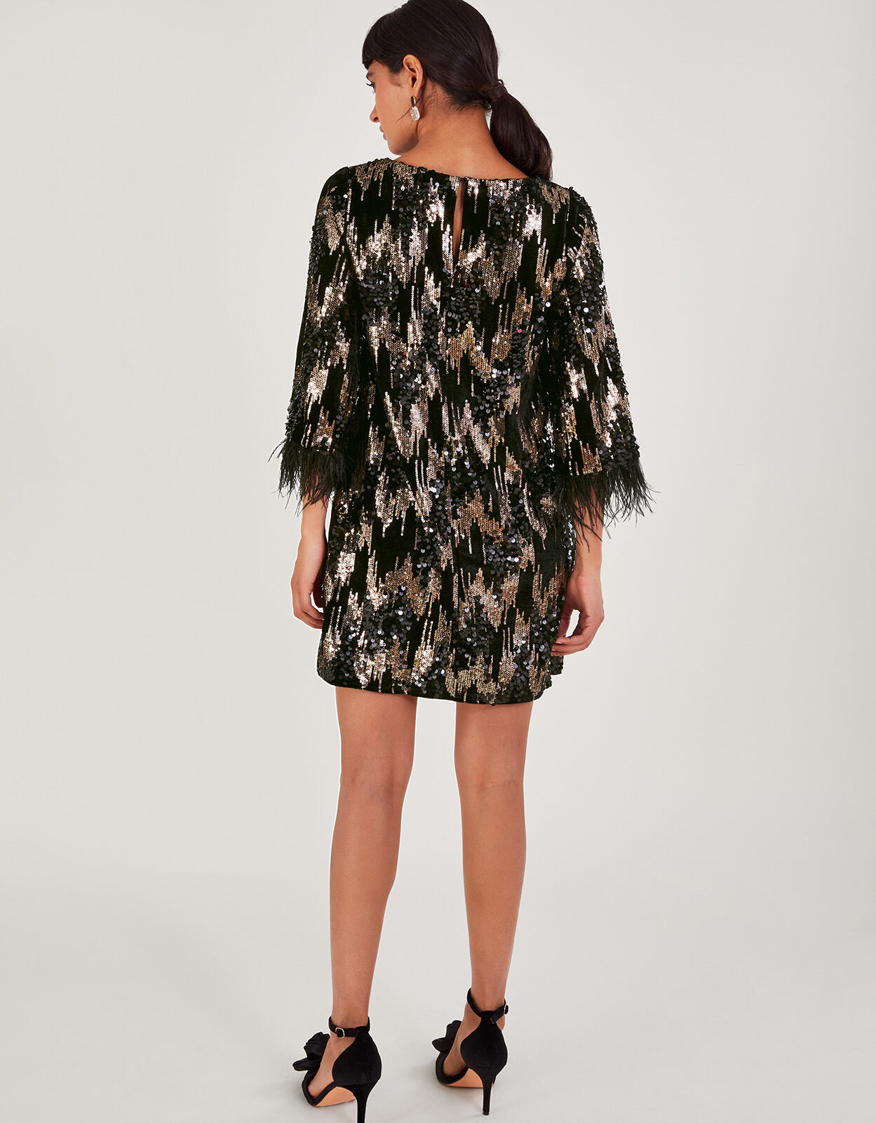 Fern Sequin Tunic Dress Black Mini Dresses Monsoon Global