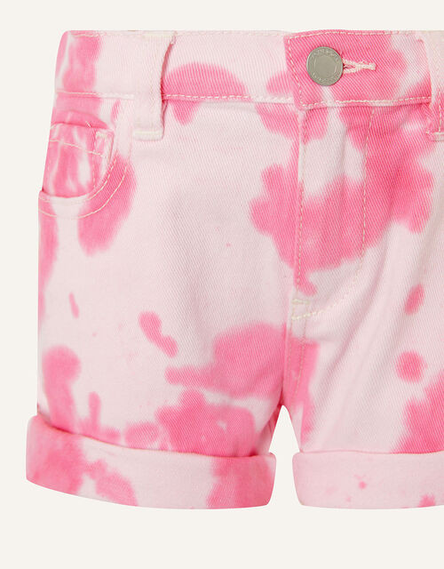 Tie-Dye Denim Shorts, Pink (PINK), large