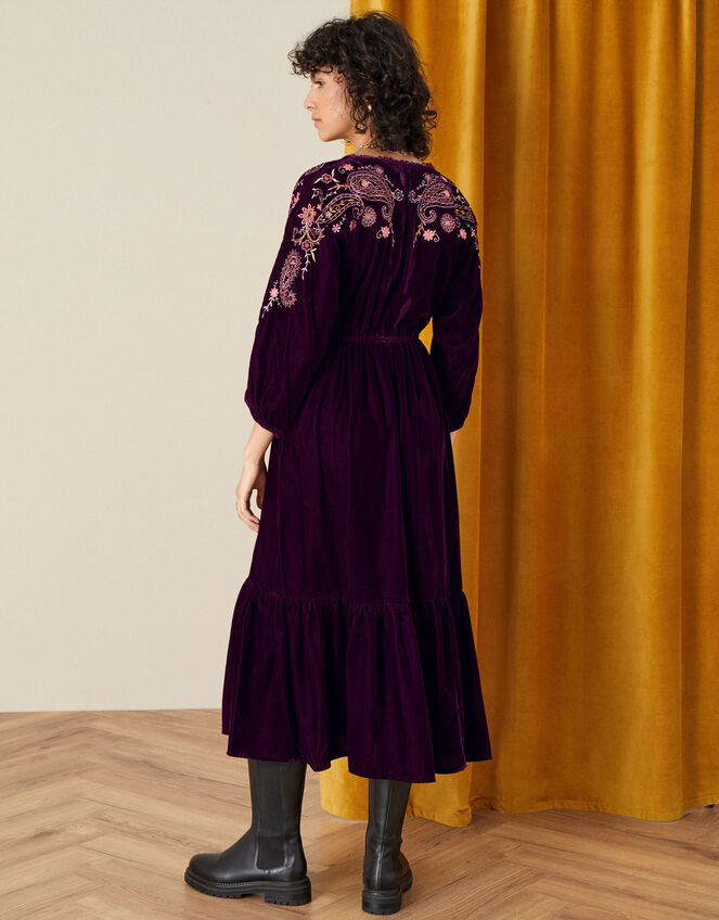 Peya Paisley Embroidered Dress, Red (BERRY), large