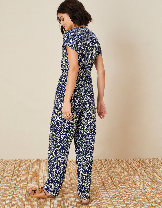 Printed Jumpsuit in LENZING™ ECOVERO™, Blue (NAVY), large