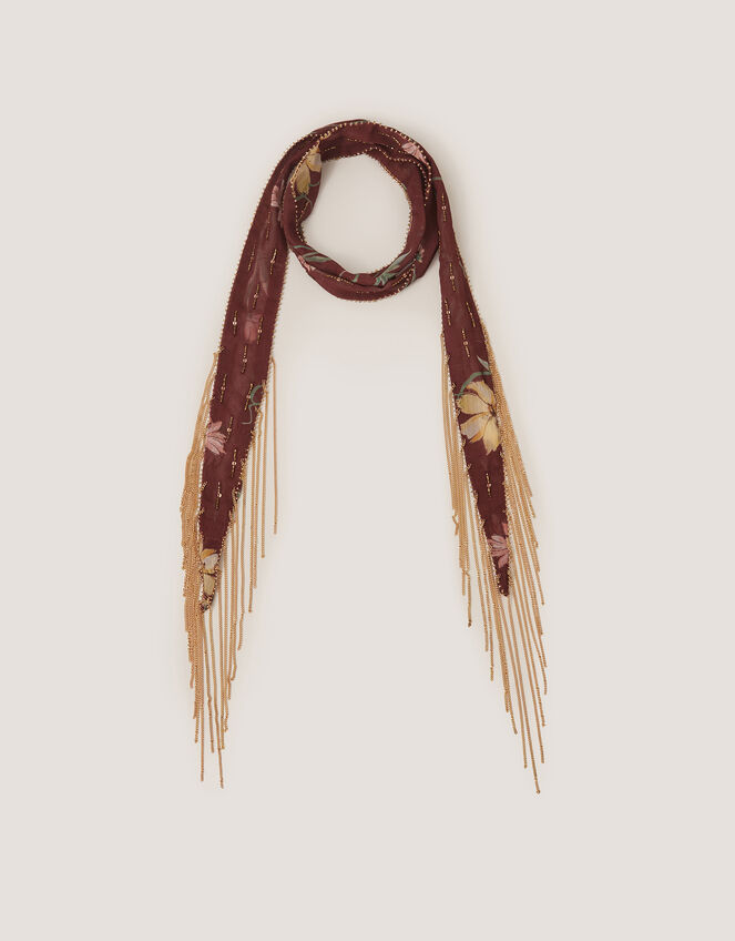 Ida Floral Embellished Skinny Scarf, , large