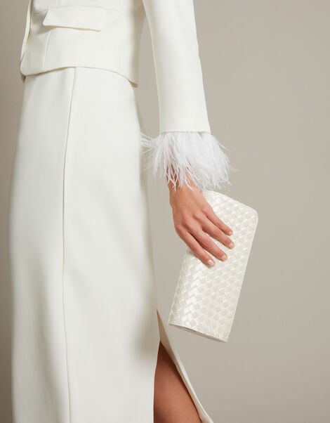 Becky Woven Bridal Clutch Bag, , large