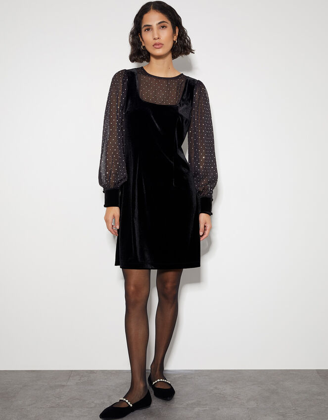 Sheer Sleeves Black Velvet Dress Sheer Sleeves Black Velvet Dress