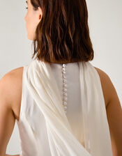 Margo Drop Waist Wedding Dress & Scarf, Ivory (IVORY), large