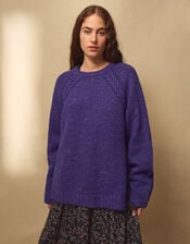 East Ami Cable Knit Jumper, VIOLET, large