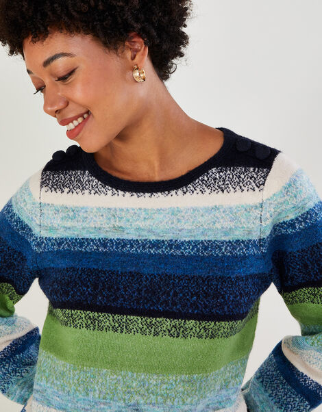 Stripe Jumper with Recycled Polyester Green, Green (GREEN), large