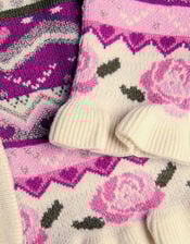 Floral Fair Isle Cardigan, Pink (PINK), large