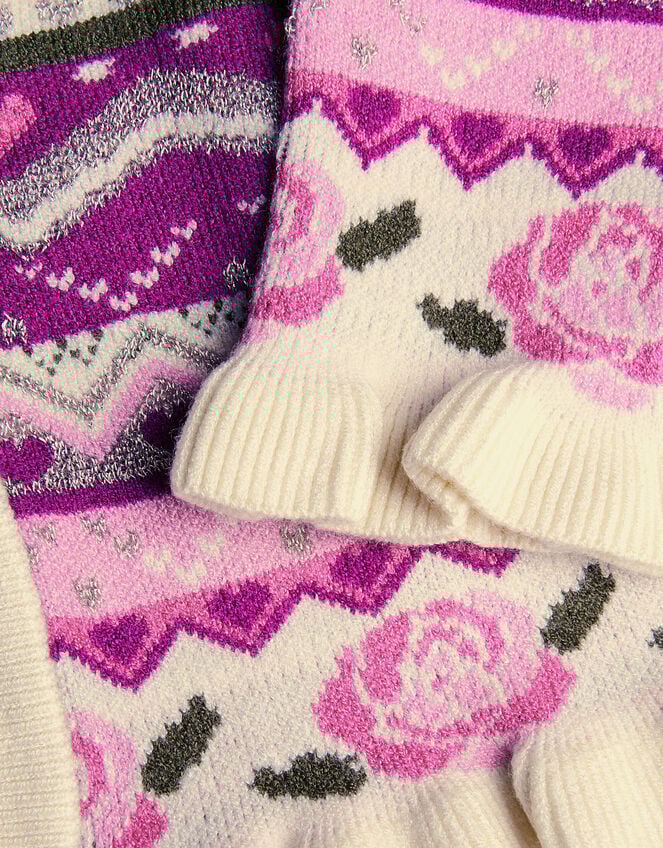 Floral Fair Isle Cardigan, Pink (PINK), large