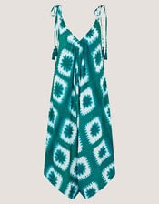 Malia Artisanal Print Culotte Jumpsuit, Teal (TEAL), large