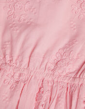 Puff Sleeve Floral Embroidered Dress, Pink (PINK), large