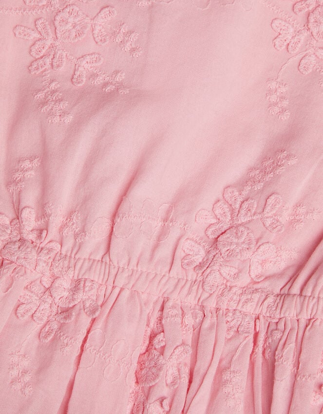 Puff Sleeve Floral Embroidered Dress, Pink (PINK), large