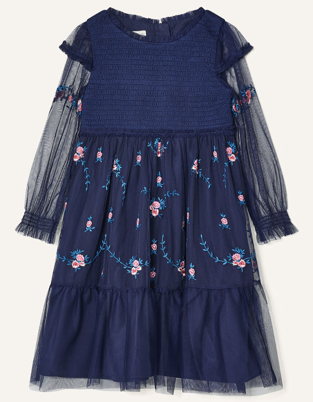 The Best Dressed Child Girls Embroidered Collar Dress - Blue main image 0