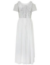 Jacinta Cold-Shoulder Sequin Maxi Dress, Ivory (IVORY), large