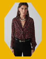 Maison Hotel Abstract Floral Print Shirt, Multi (MULTI), large