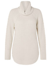 Caitlyn Cowl Neck Stitchy Jumper, Ivory (IVORY), large