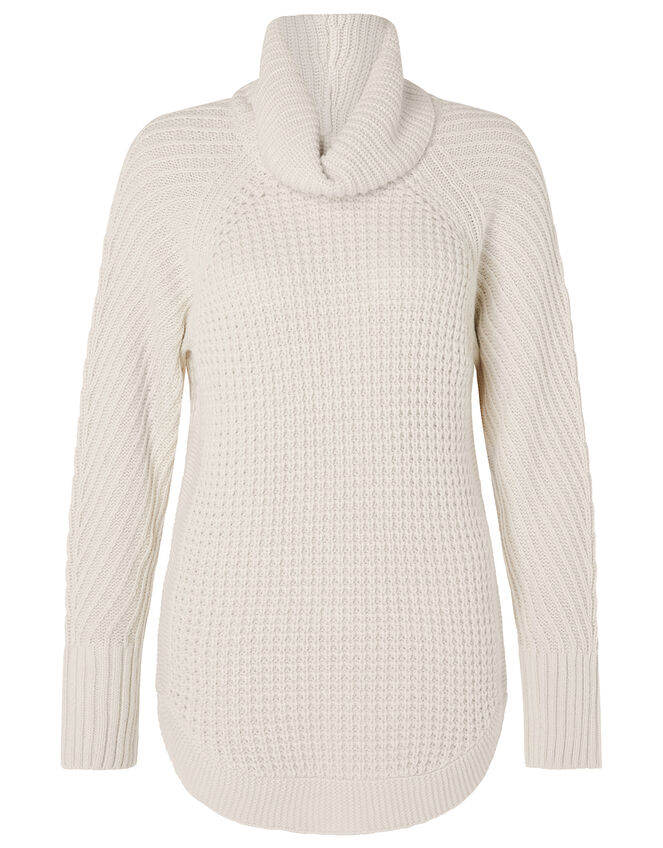 Caitlyn Cowl Neck Stitchy Jumper, Ivory (IVORY), large