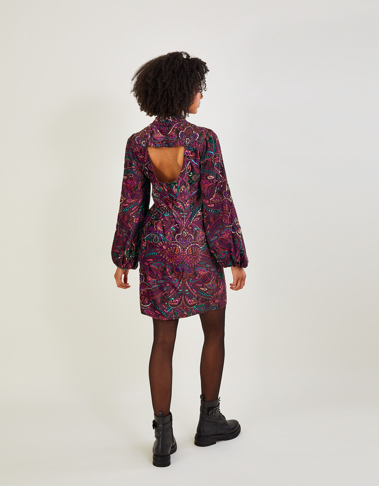 Valerie Velvet Embellished Tunic Dress Pink
