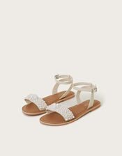 Pearl Bead Strappy Sandals, Ivory (IVORY), large