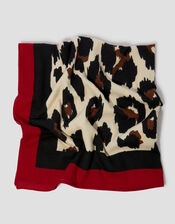 Leopard Print Border Scarf, , large