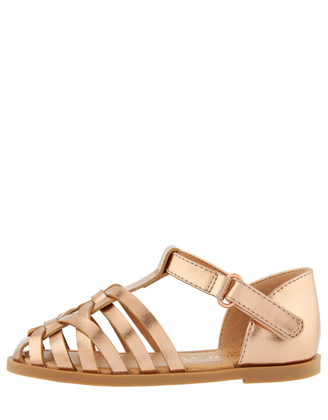 Baby Rose Gold Caged Sandals, Gold (ROSE GOLD), large