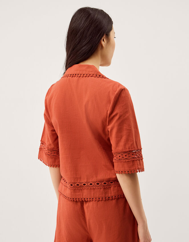 Irina Lace Trim Shirt, Orange (RUST), large