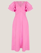 Patricia Ruffle Sleeve Midi Dress, Pink (PINK), large