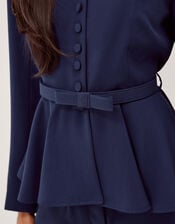 Erin Belted Peplum Jacket, Blue (NAVY), large