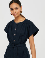 Vanessa Jumpsuit in Linen and Organic Cotton, Blue (NAVY), large