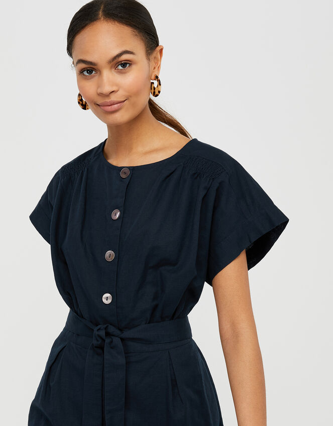 Vanessa Jumpsuit in Linen and Organic Cotton, Blue (NAVY), large