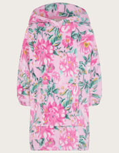 Super-Soft Floral Oversized Nightwear Hoodie, Pink (PINK), large