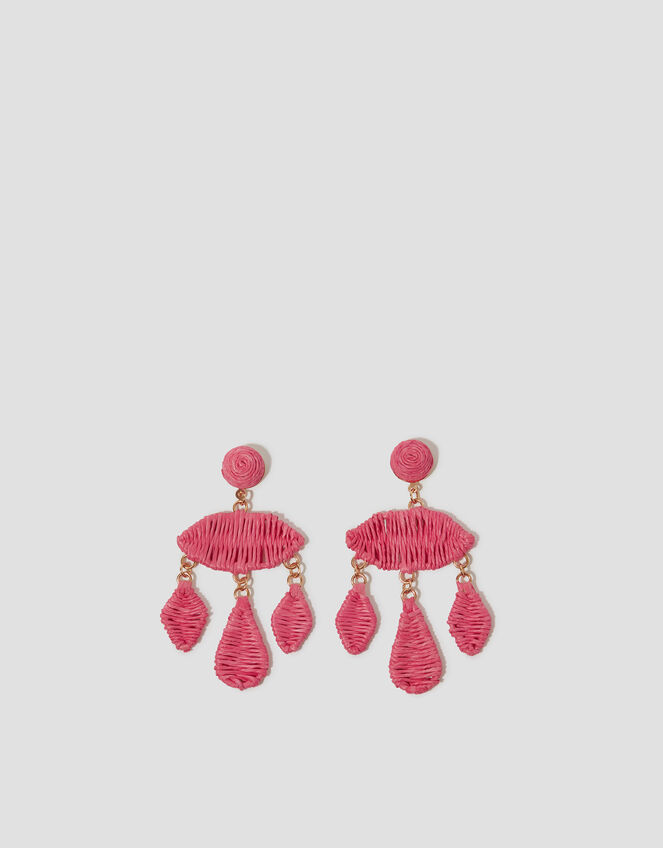 Woven Raffia Drop Earrings, , large