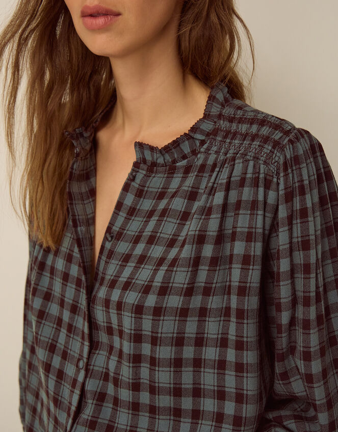Ruby Check Blouse, Blue (BLUE), large