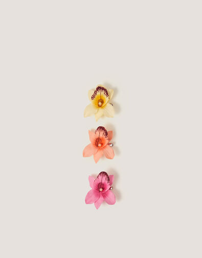 3-Pack Orchid Flower Hair Clips, , large
