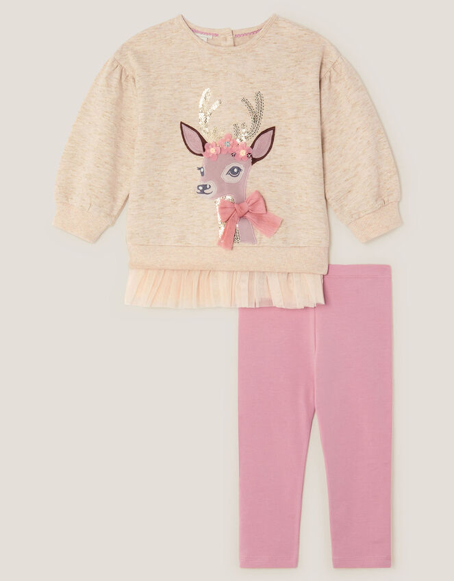 Baby Deer Sweatshirt & Leggings Set, Ivory (IVORY), large