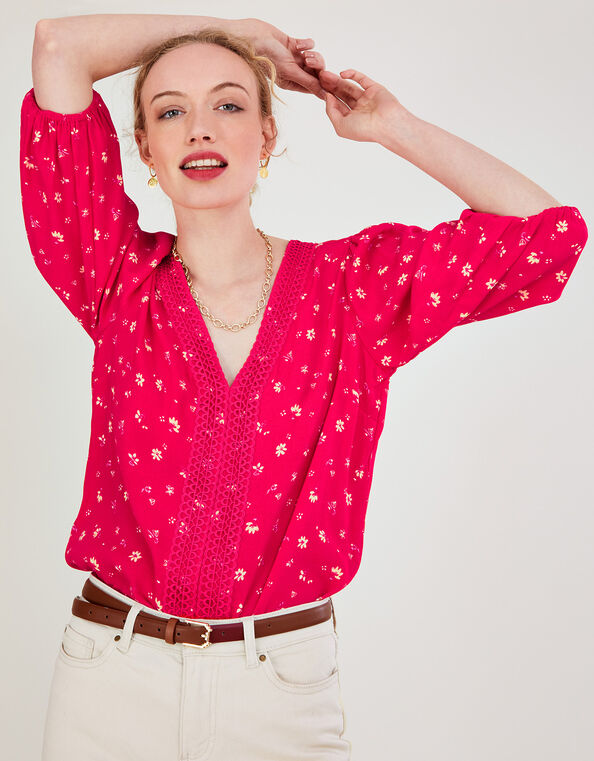 Dani Print Top with LENZING™ ECOVERO™  Red, Red (RED), large