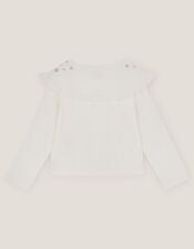 Embellished Broderie Sailor Collar Top, Ivory (IVORY), large