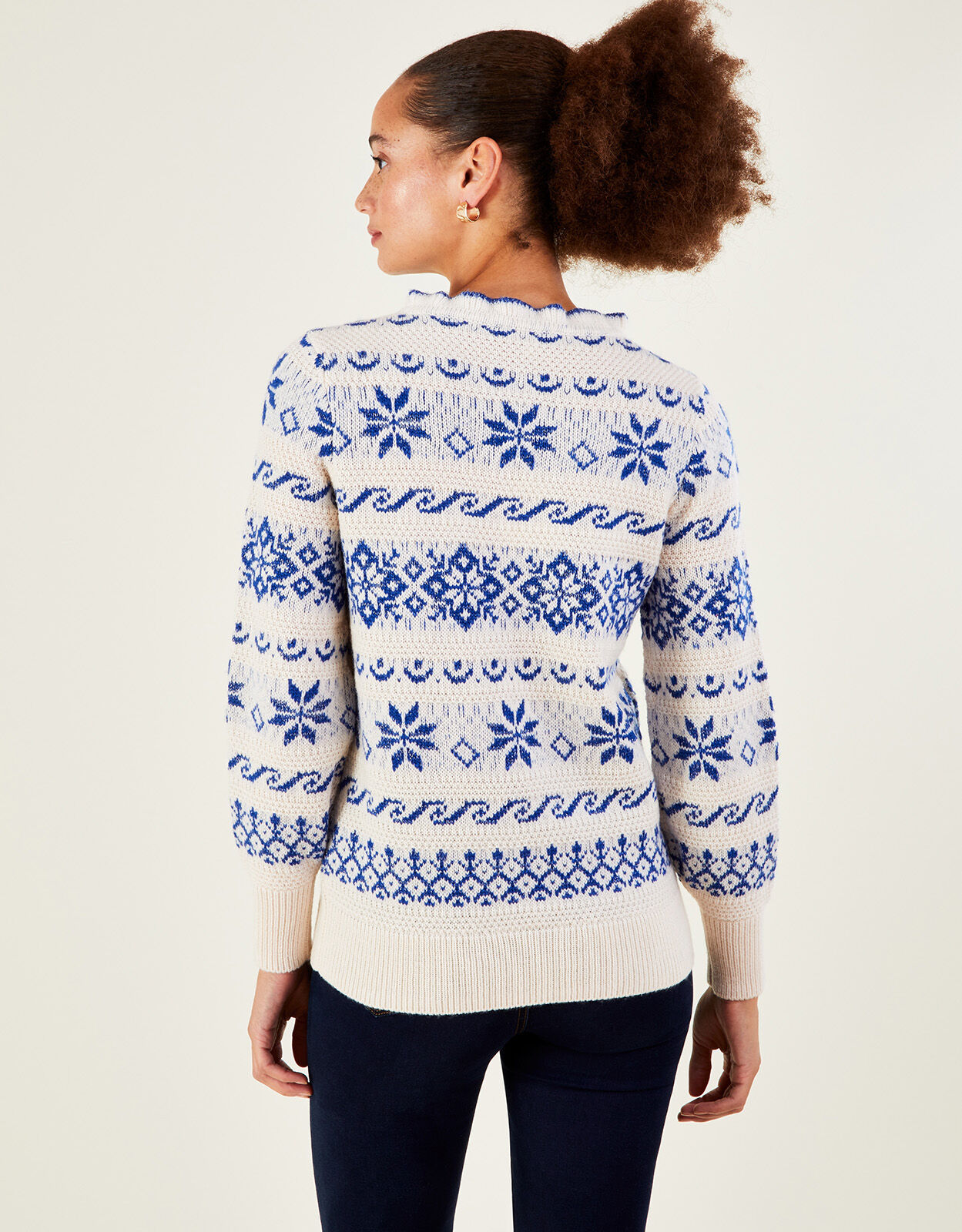 Snowflake Knit Jumper Blue Knitwear Monsoon Global