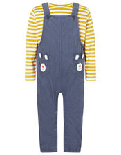Newborn Baby Bear Dungarees Set, Blue (BLUE), large
