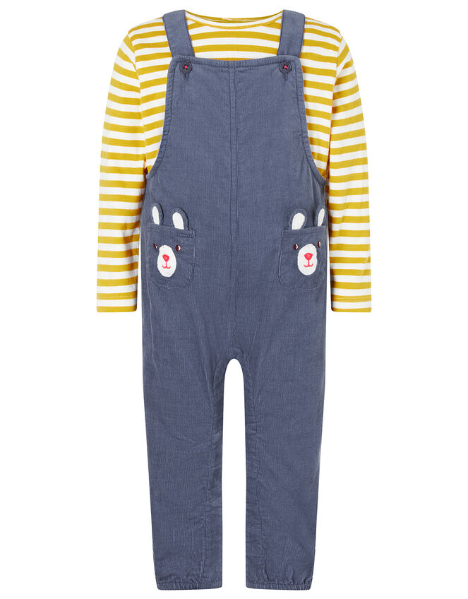 Newborn Baby Bear Dungarees Set, Blue (BLUE), large