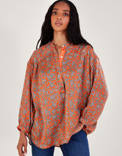One Hundred Stars Print Darcy Shirt, Orange (ORANGE), large