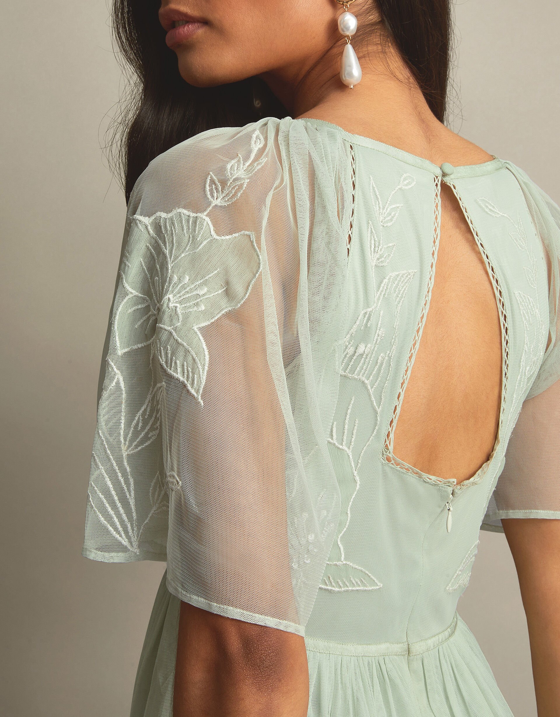 Kacia Embroidered Maxi Dress Green