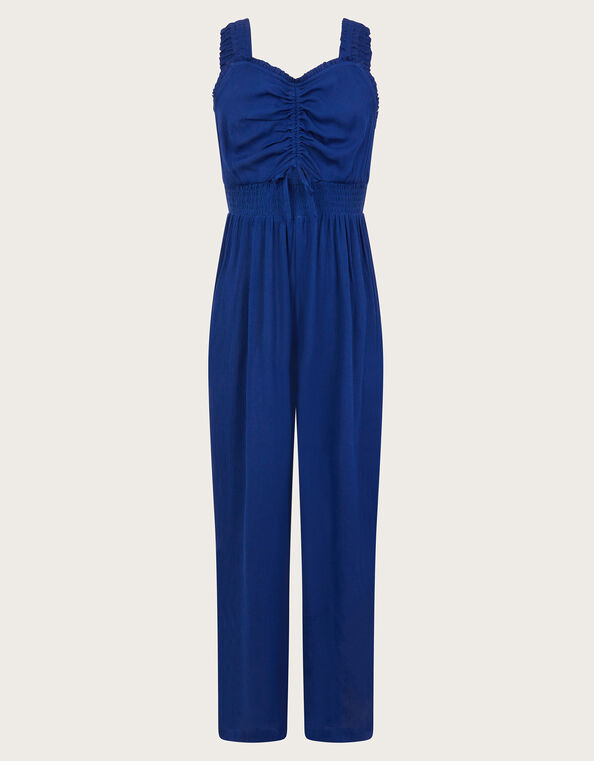 Sleeveless Crinkle Jumpsuit, Blue (BLUE), large