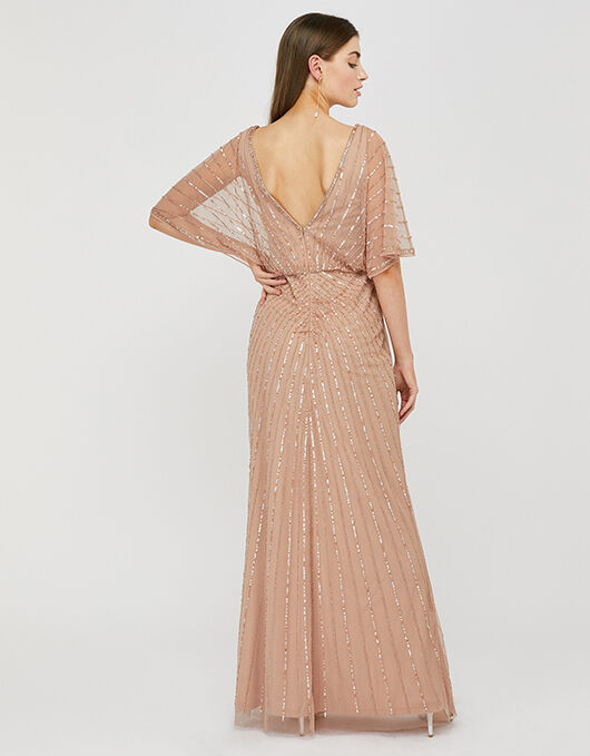 Angelina Beaded Maxi Dress Pink