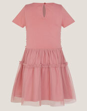 Sequin Butterfly Jersey Mesh Dress, Pink (PINK), large