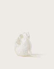 Pearly Bow Handle Tulle Bag, , large